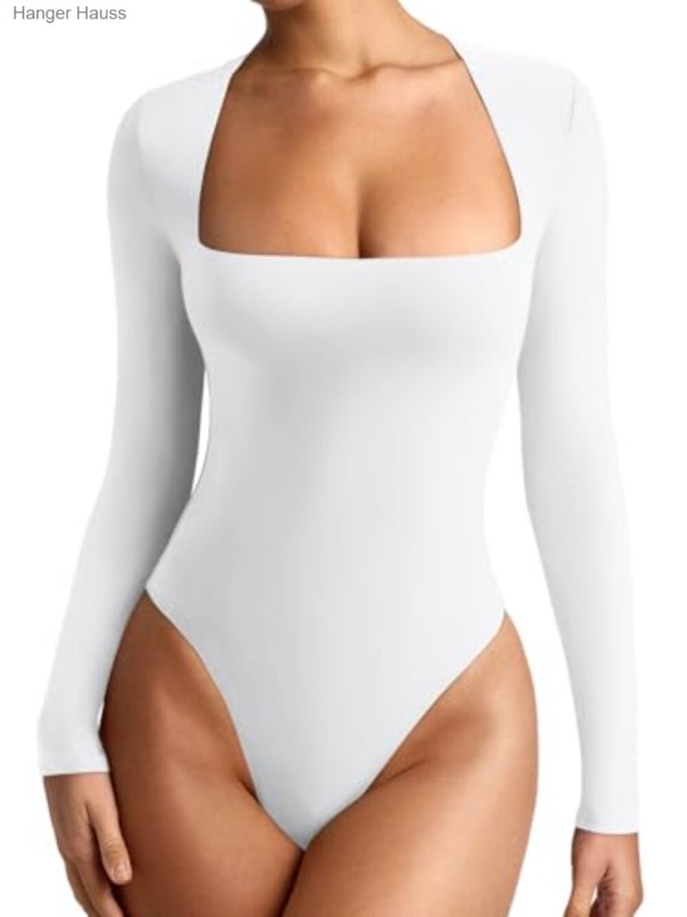 Lightweight Long Sleeve Square Neck Bodysuit Layering Top